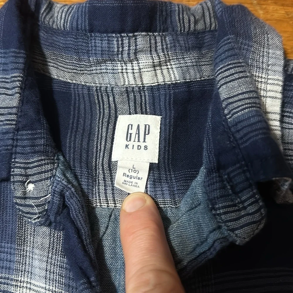 Gap Kids Double Weave Button Down Shirt, Bainbridge Blue, Lg (10)